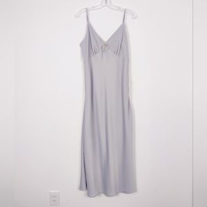WAYF Women's Satin Slip Maxi Dress in Gray Size Medium NEW Spaghetti Strap Party